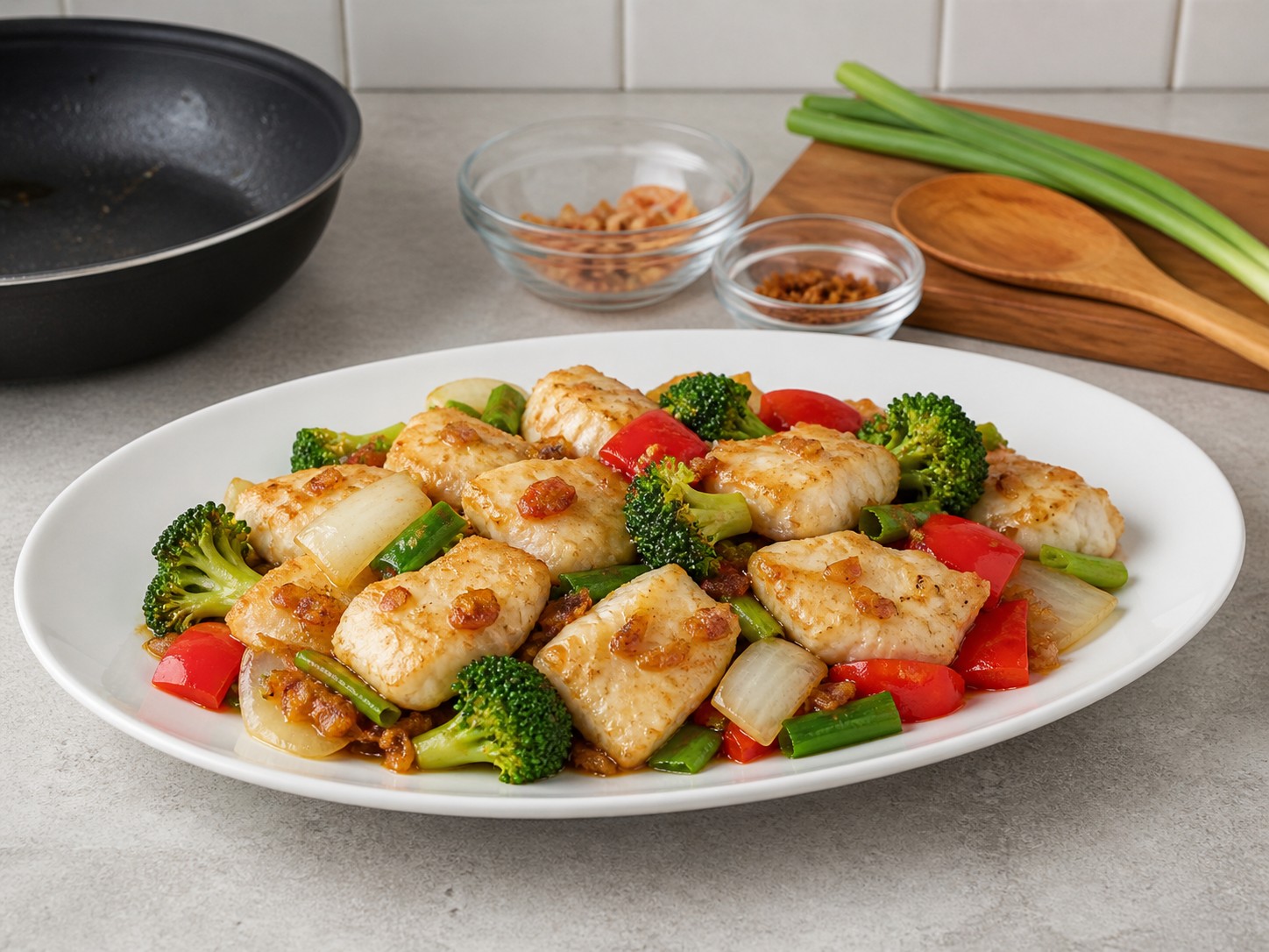 XO醬炒龍躉球完成圖｜Stir-fried Grouper Fillet with XO Sauce