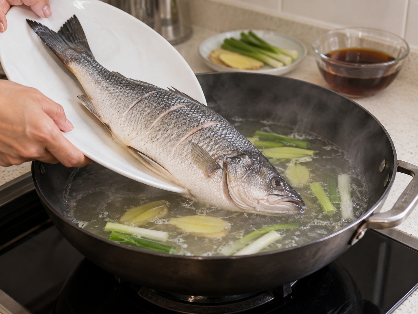 西湖醋魚 — 魚用魚鏟托住