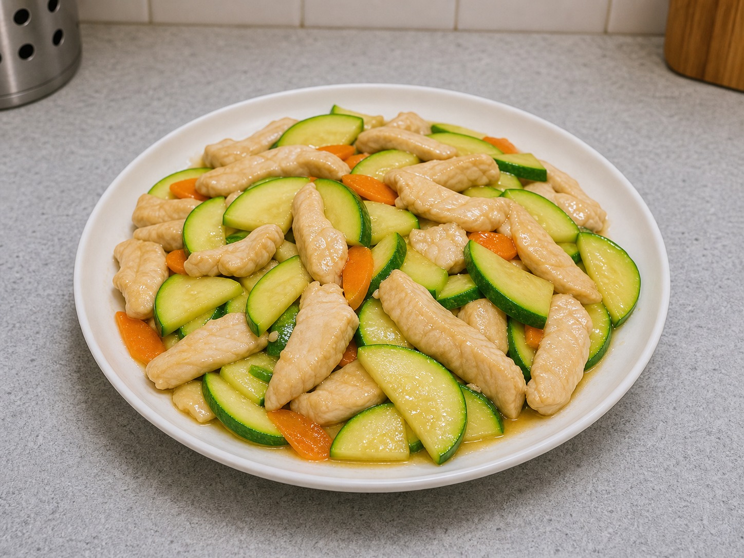 翠玉瓜炒雞柳 Stir-fried Chicken Fillet with Zucchini